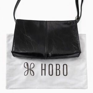 HOBO Glossy Black Leather Shoulder Crossbody Bag